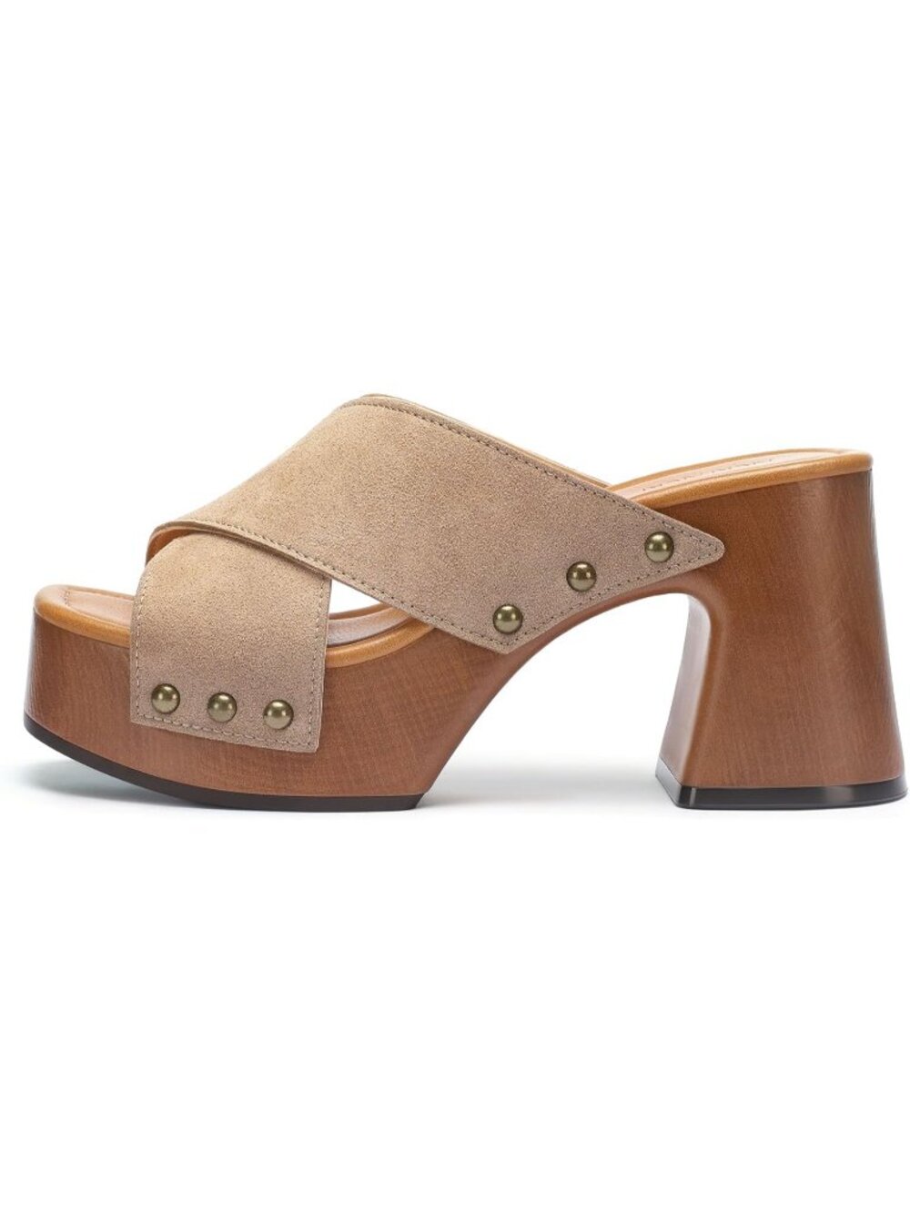 Women's Sand Platform Chunky Sandals Square Open Toe Block Heel Dressy Shoes - Picture 6 of 6